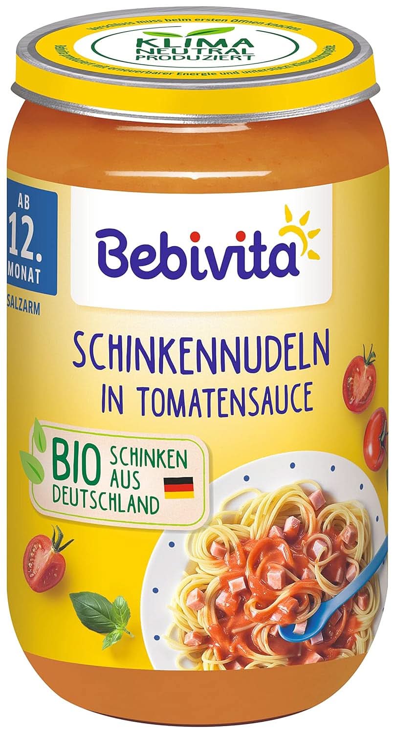 Menüs ab dem 12. Monat, 6er-Packung (6 x 250g) Mutter und Kind Naty Shop 6 x 250 Gramm Pasta mit Schinken in Tomatensauce