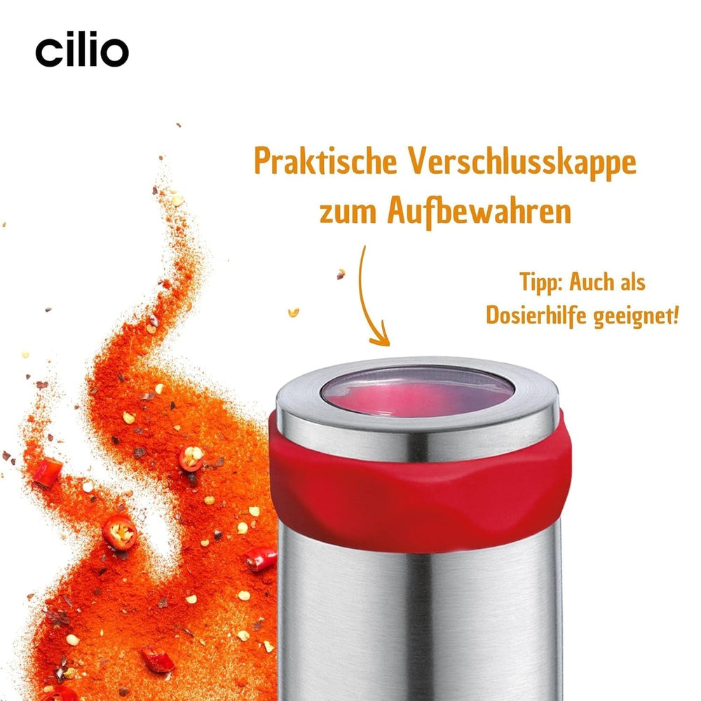 Cilio PICCANTE Pfeffermühle, Ø 6,5 cm, H: 14,5 cm, mit Verschlussdeckel Mühlen und Hobel Naty Shop