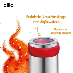 Cilio PICCANTE Pfeffermühle, Ø 6,5 cm, H: 14,5 cm, mit Verschlussdeckel Mühlen und Hobel Naty Shop
