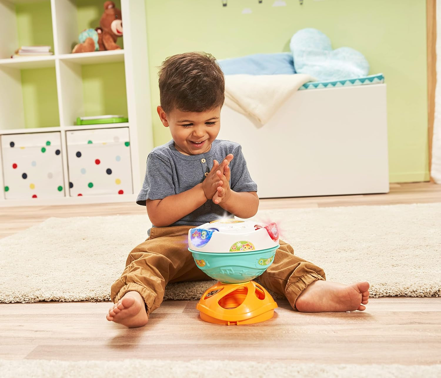 Vtech Baby 3-in-1 Magic Music Ball Jucărie interactivă pentru copii care se mișcă singură și redă muzică Pentru copii cu vârsta cuprinsă între 9-36 luni, colorată Jucarii Bebe Naty Shop