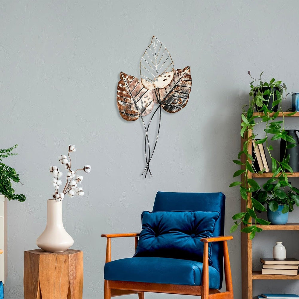 Accesoriu decorativ de perete din metal realizat manual, 45 x 85 cm | 100% metal (1,5 mm) | Design unic maro și negru, perfect pentru decorațiuni interioare | Montabil pe perete Statuete si sculpturi Naty Shop
