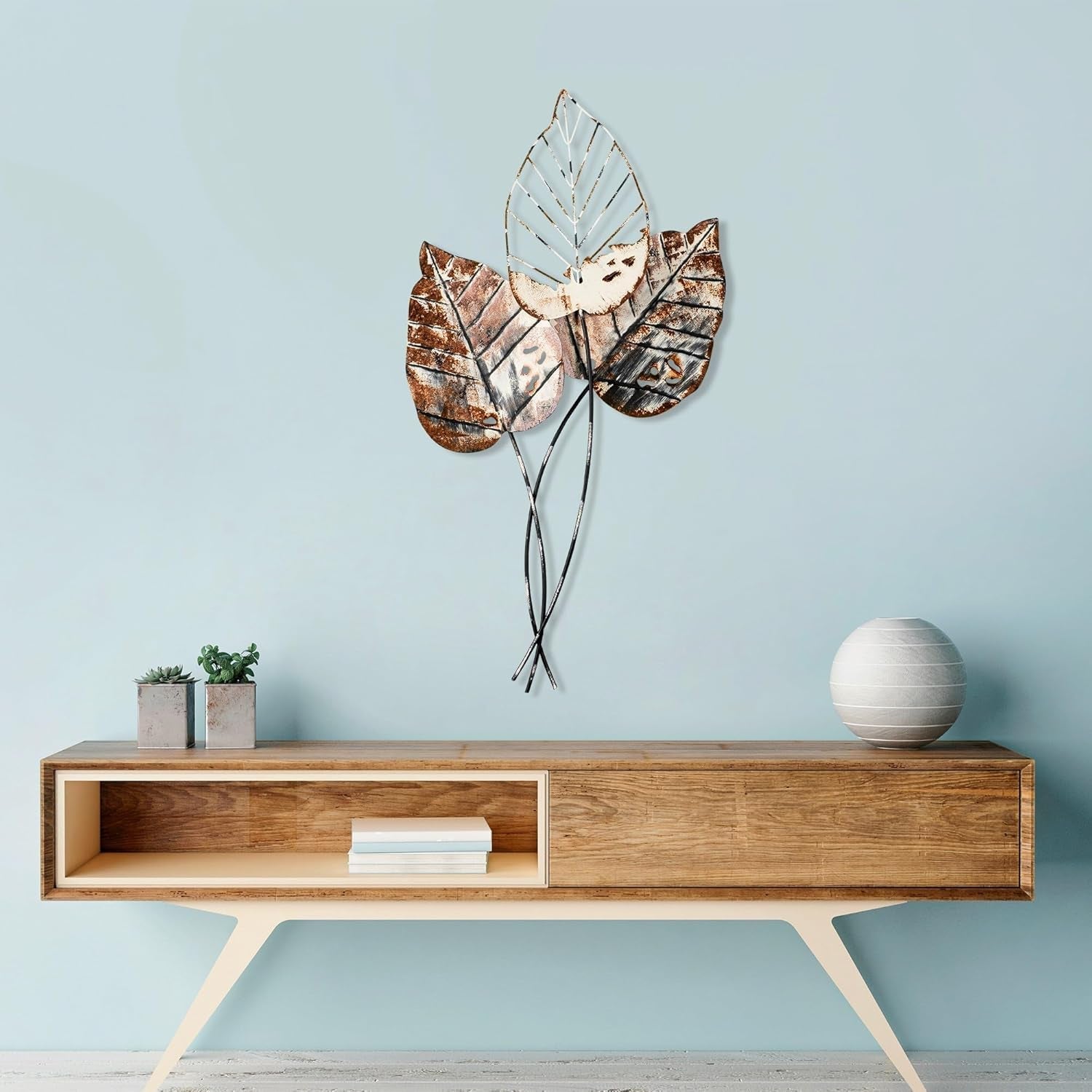 Accesoriu decorativ de perete din metal realizat manual, 45 x 85 cm | 100% metal (1,5 mm) | Design unic maro și negru, perfect pentru decorațiuni interioare | Montabil pe perete Statuete si sculpturi Naty Shop Titlu implicit