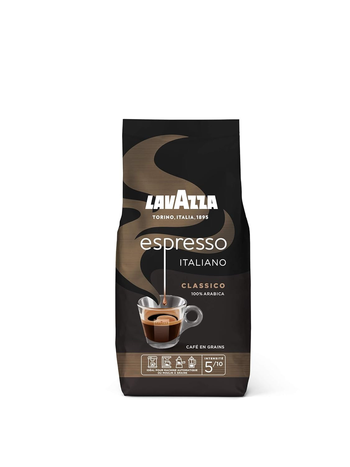 Boabe de cafea Lavazza Espresso Italiano, 100% Arabica Espresso, echilibrate și aromate, pachet de 500g