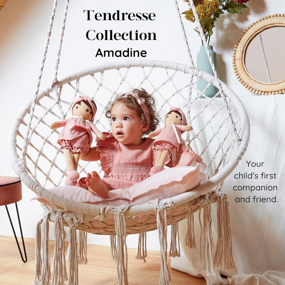 KALOO - Tendresse – Meine 1. Puppe aus Amandin-Stoff – Stoffpuppe 25 cm – Rosa aus Chiffon – Matte Haut – schöne Geschenkbox und Band personalisierbar – ab der Geburt K200004