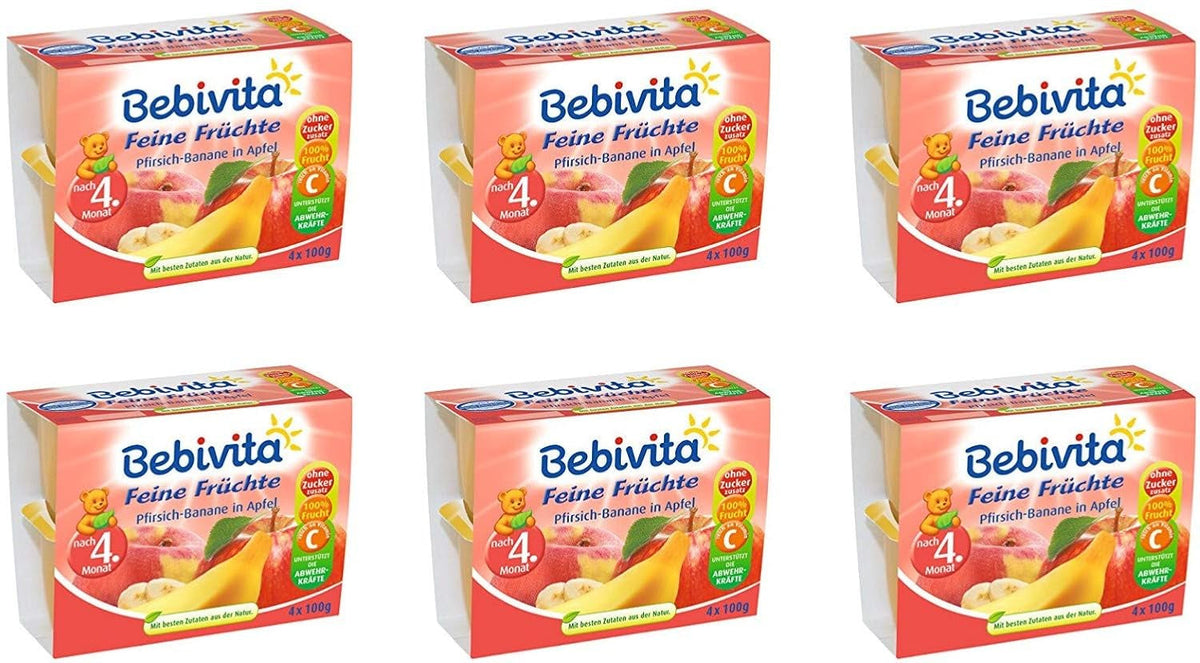 Pfirsich-Banane in Apfelsaft, 6er-Pack (6 x 4 x 100 g) Mutter und Kind Naty Shop Standardtitel