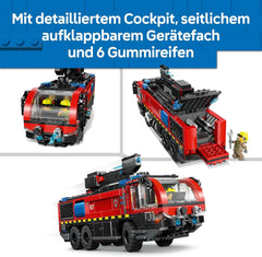 LEGO City Flughafenlöschfahrzeug - Spielzeug Einsatzfahrzeug - Modellbau mit 4 Feuerwehr Minifiguren - Geburtstagsgeschenk für Jungen ab 7 Jahren und Technikfans - 60499