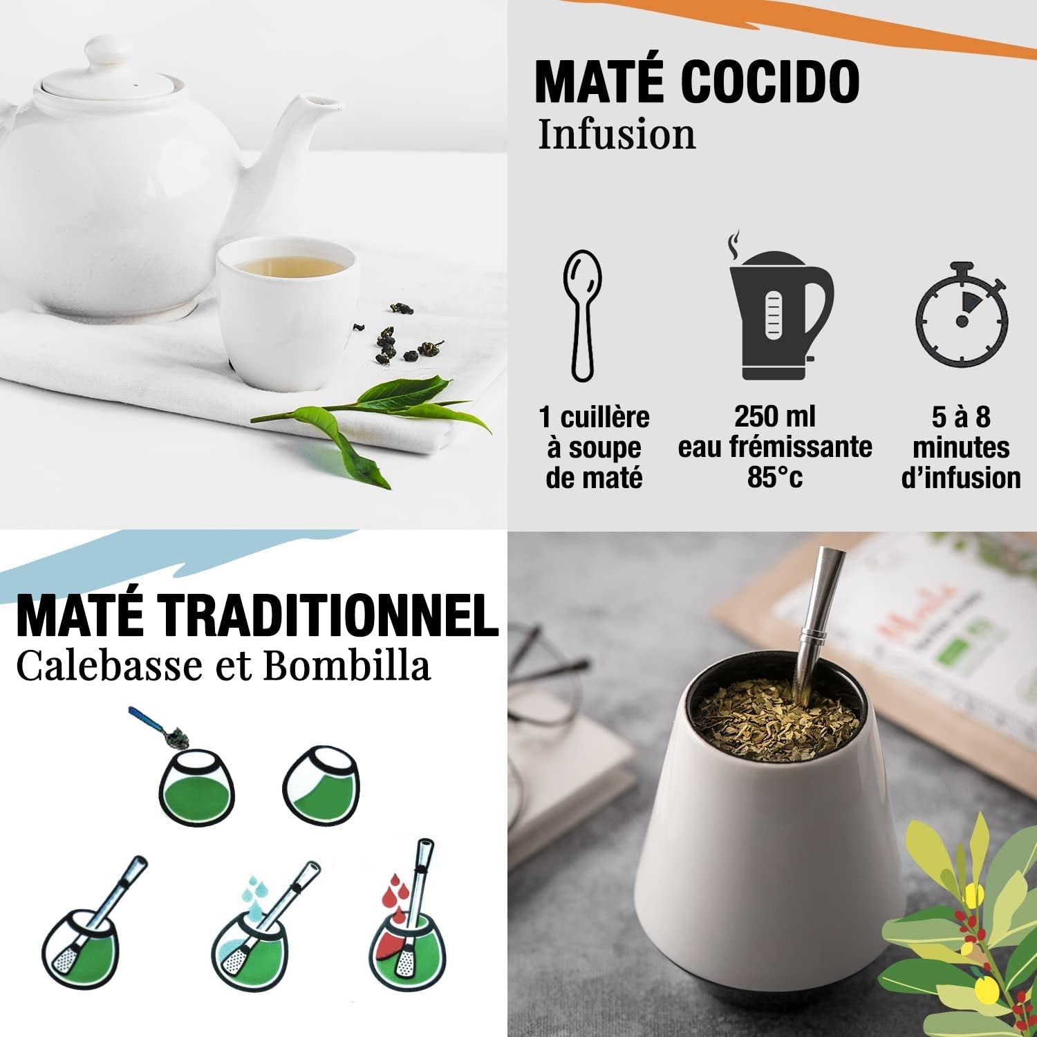 ORIGEENS BIO YERBA MATE CU MENTĂ ȘI LĂMÂIE 200 G - Prospețimea I Bio Yerba Mate neprăjită, frunze, fără tulpini și praf