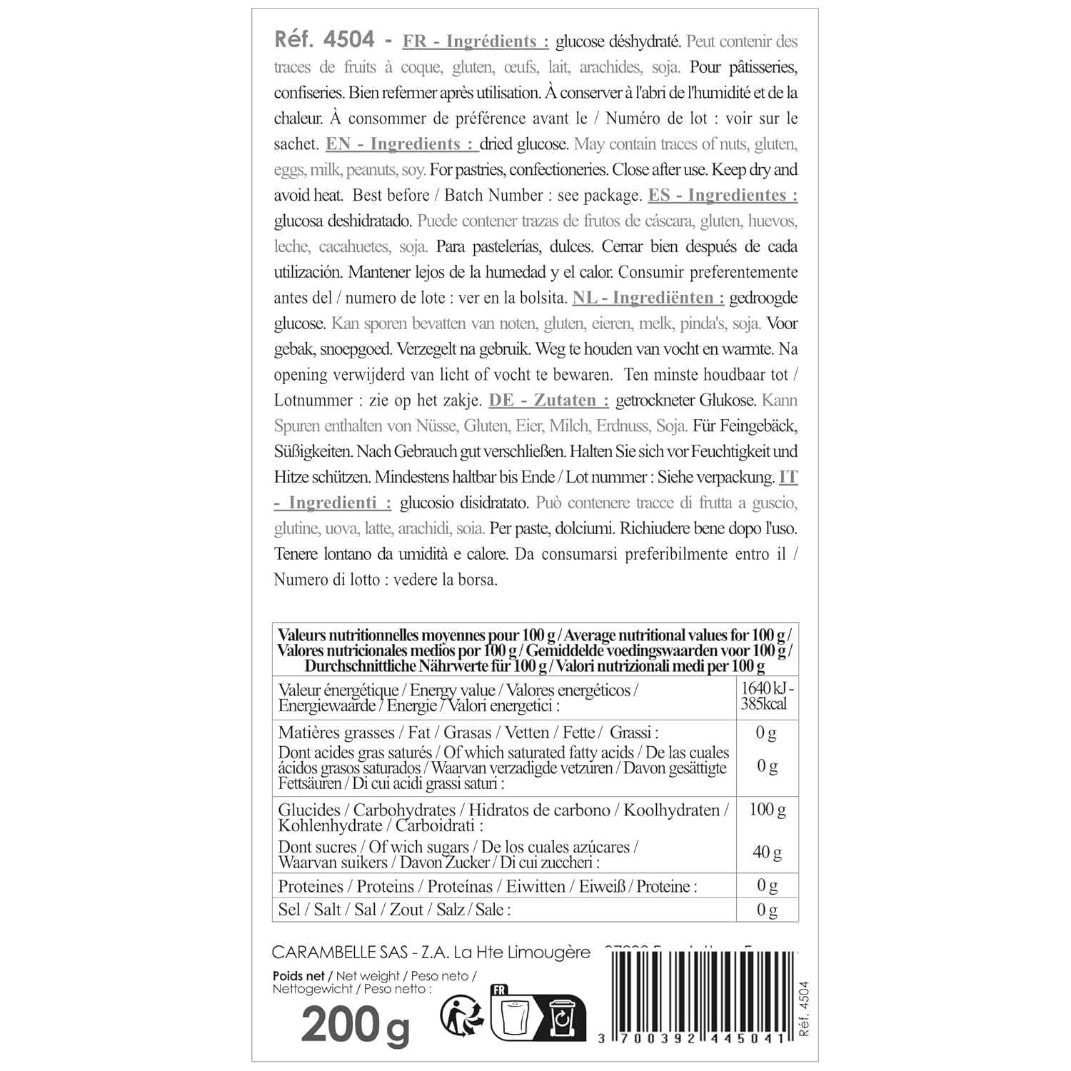 Scrapcooking Dörrte Glucose, 200 G Süßstoffe Naty Shop