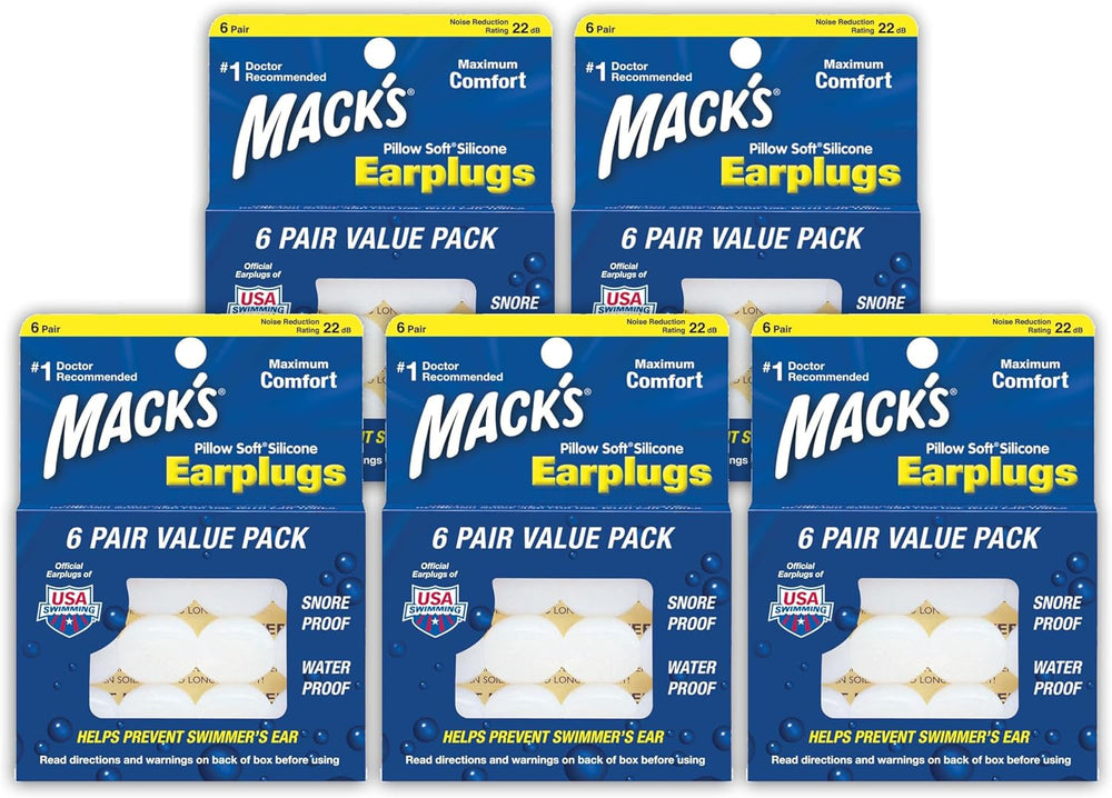 MACK'S Pillow Soft silicon dopuri de urechi, 6 perechi Perne ortopedice cervicale Naty Shop Alb 6 StÃ¼ck (5Er Pack)