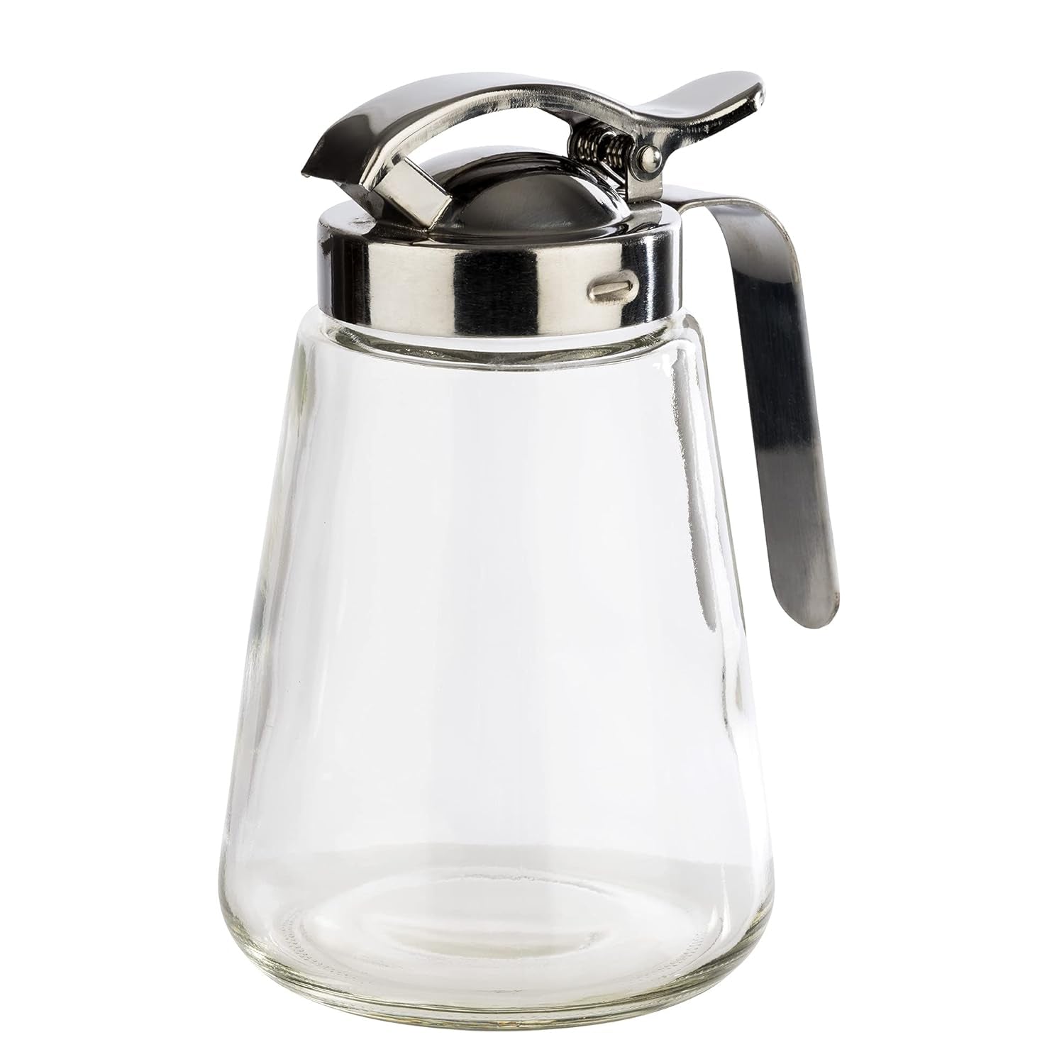 APS 765 Cană universală, cană de turnat din sticlă cu capac filetat din oțel inoxidabil, cană de turnat pentru miere, frișcă de cafea sau alte lichide, 8,5 x 12 cm, 13 cm înălțime