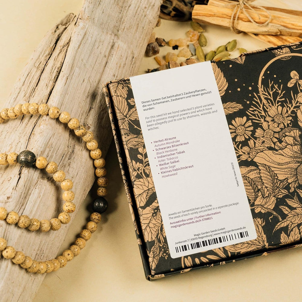 Magic Garden Seeds - Zauber- & Schamanenpflanzen - Samen Geschenk Set Mit 5 Magischen Kräutern Für Magie Im Garten - Kräuter Anzuchtset Mit Alraune, Bauerntabak, Salbei, Bilsenkraut Und Habichtskraut