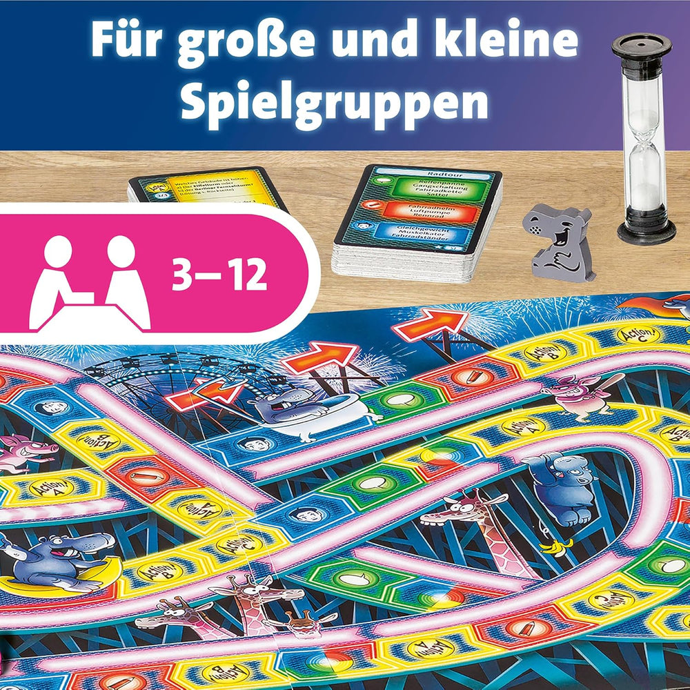 Ravensburger 26772 – Nilpferd auf Achterbahn – Brettspiel für die ganze Familie, Spiel für Erwachsene und Kinder von 10–99 Jahren, für 3–12 Spieler – Partyspiel, Silvesterspiel