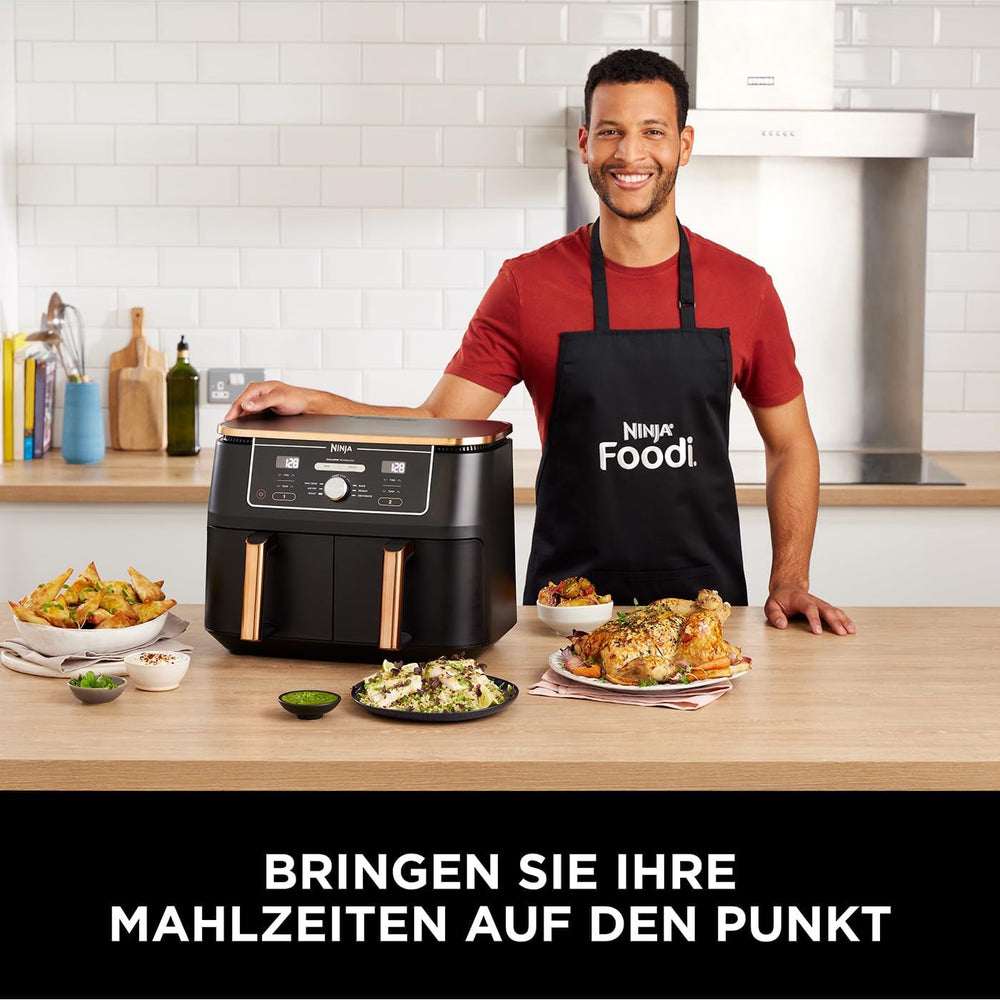 Ninja Foodi AF400EUCP MAX Zweizonen-Luftfritteuse, 9,5 l Airfryer, 2 Fächer, mit Zange, Antihaftbeschichtung, Haushaltsgeräte Naty Shop