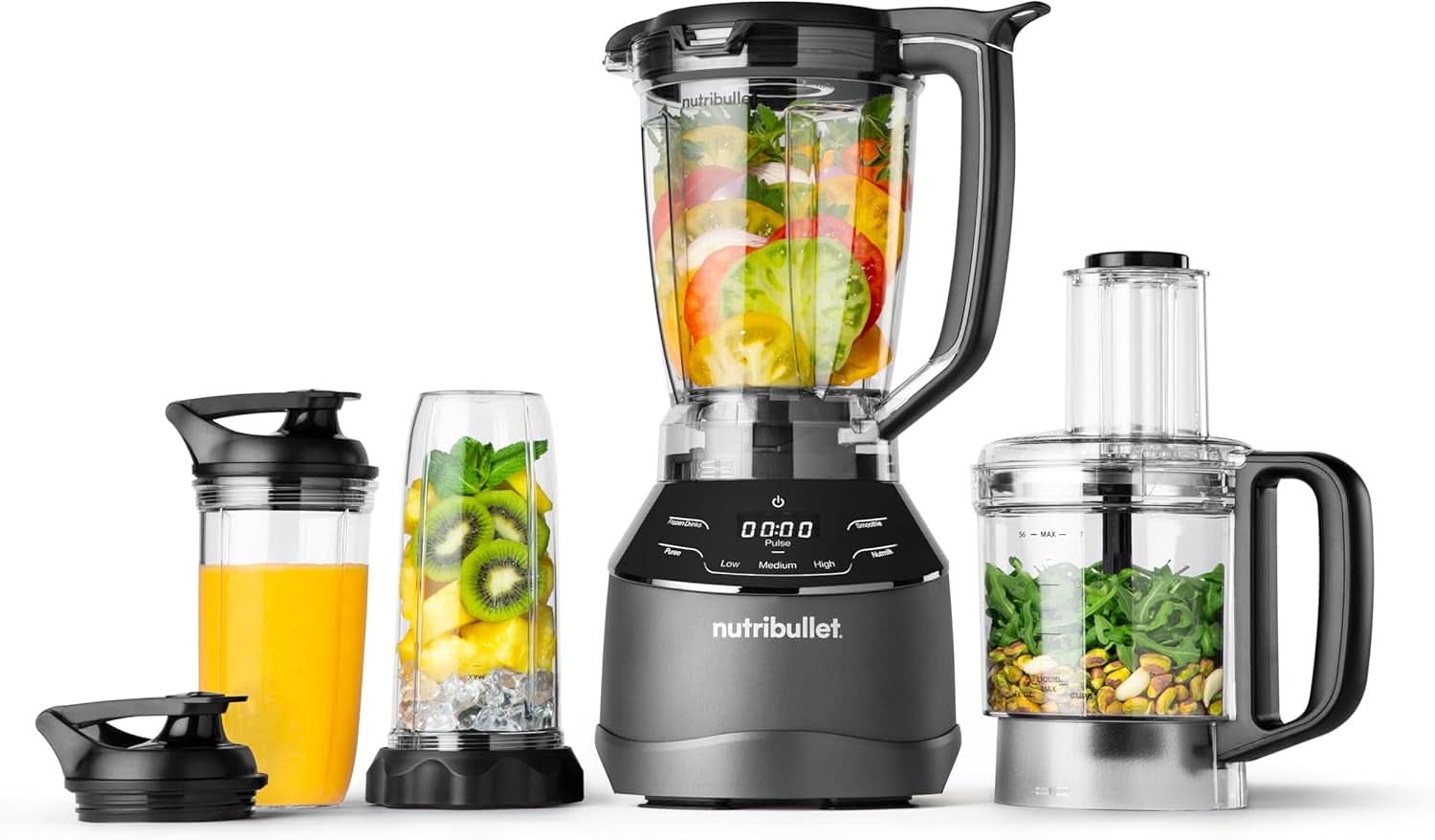 Nutribullet Full Size Blender, Elektrischer Mixer, Multifunktionaler Stabmixer, Professioneller Mixer, 1000 Watt Leistung, 1.6L Becher, Grau, NBF450DG Kitchen Naty Shop Schwarz 1500 Watt
