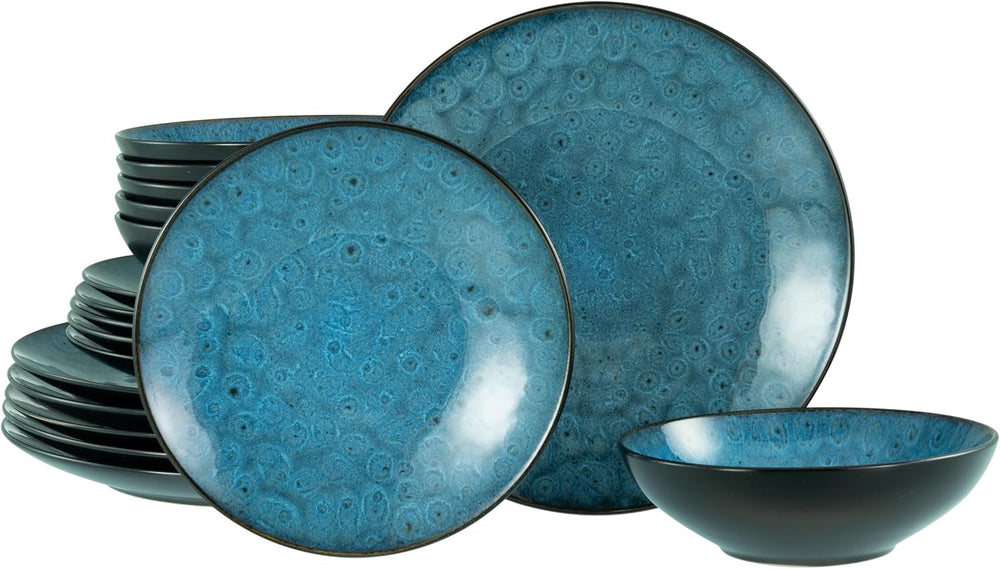 Creatable, 23630, CAPRI-Serie – Reaktive Emaille, Geschirrset 16-teilig Geschirrsets Naty Shop Blue Tellerset 18-tlg.