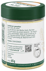 Fuchs Gewürze - Senfkörner gemahlen - für die Zubereitung von Rubs, zum Verfeinern von Suppen und Saucen - natürliche Zutaten - 45 g in wiederverwendbarer, recyclebarer Dose