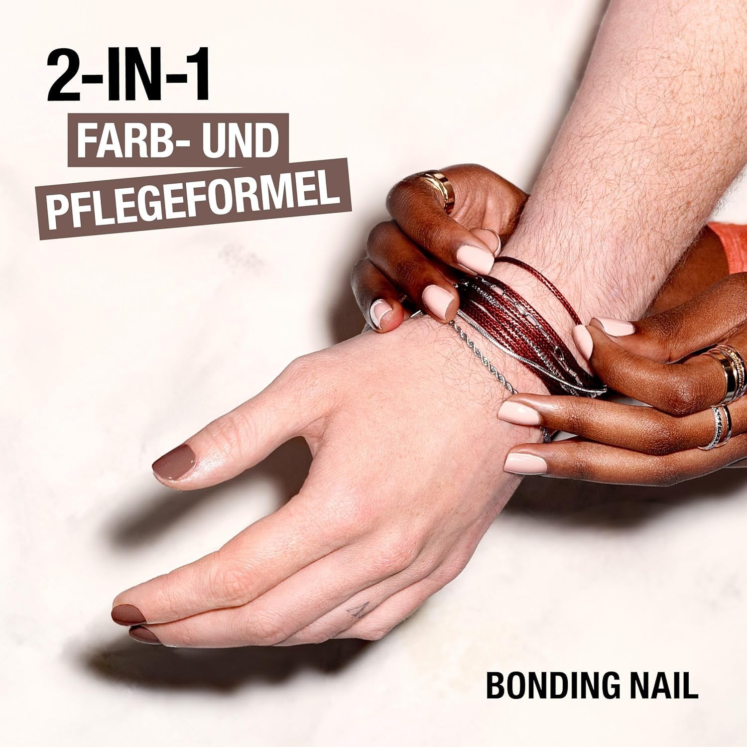 Oja MANHATTAN Wonder'Bond Color & Care, vegană și fără cruzime, formulă modulabilă cu biotină și keratină vegană, ușor de aplicat, nuanța 003 Slip Dress, 12 ml