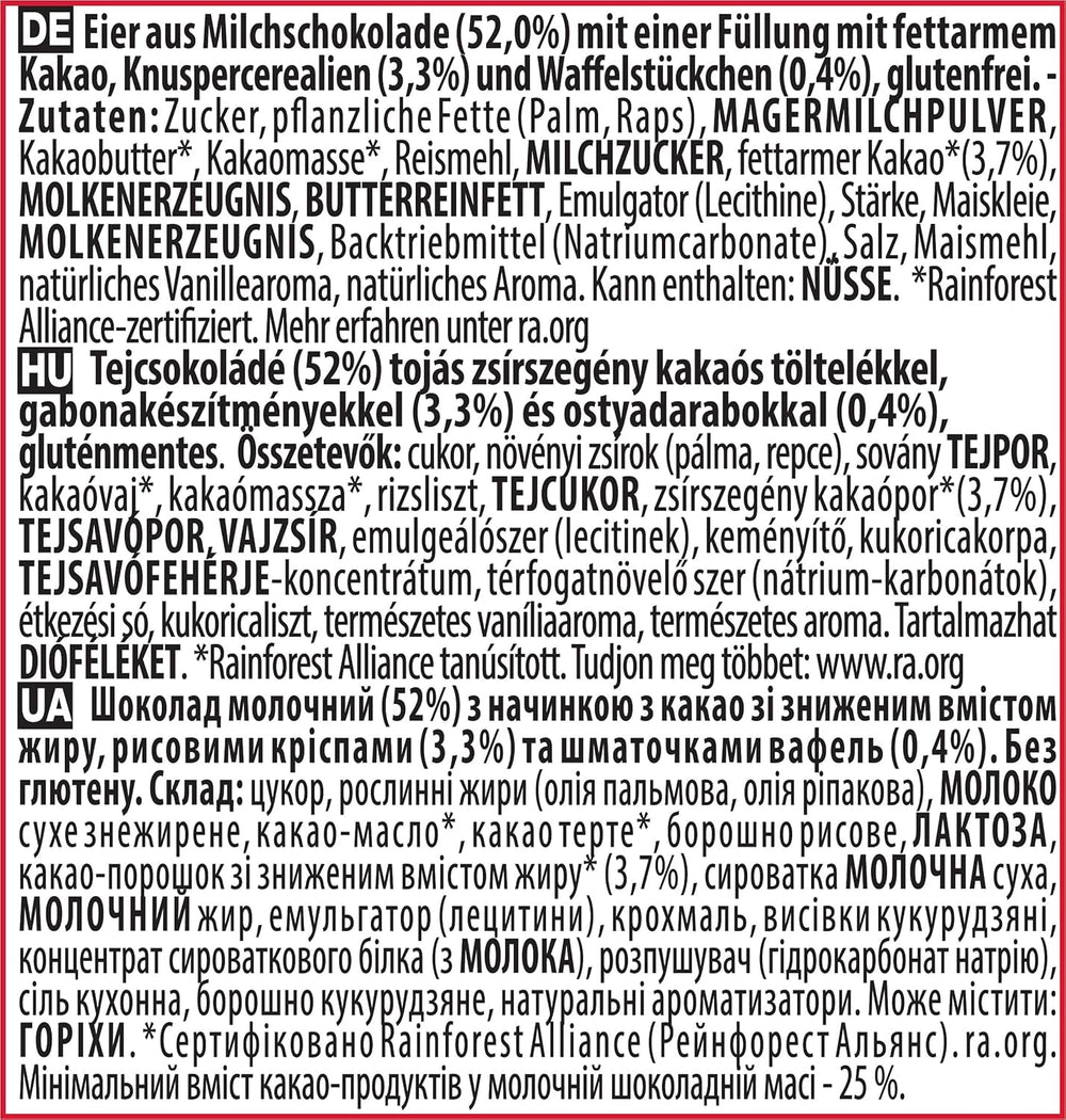 NESTLÉ Mini Eggs, ouă mici de ciocolată cu lapte cu umplutură cremoasă și bucăți crocante, 1 pachet (1 x 89g)