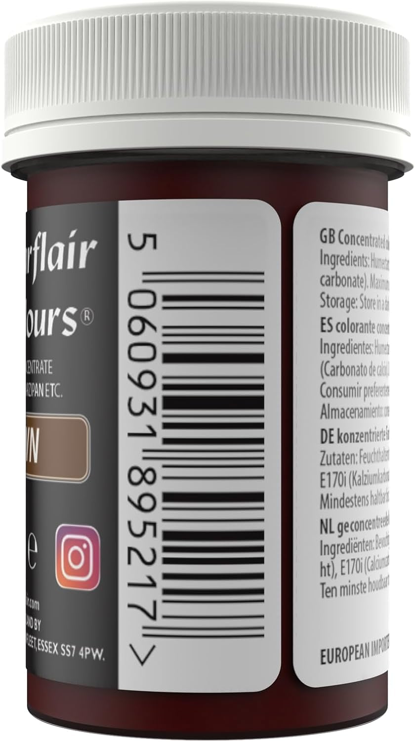 Pastă de colorant alimentar Sugarflair maro, colorant alimentar pastelat foarte concentrat pentru cremă de unt, pastă de zahăr, glazură regală, decorațiuni pentru torturi și multe altele! Colorant alimentar vibrant! - 25 g