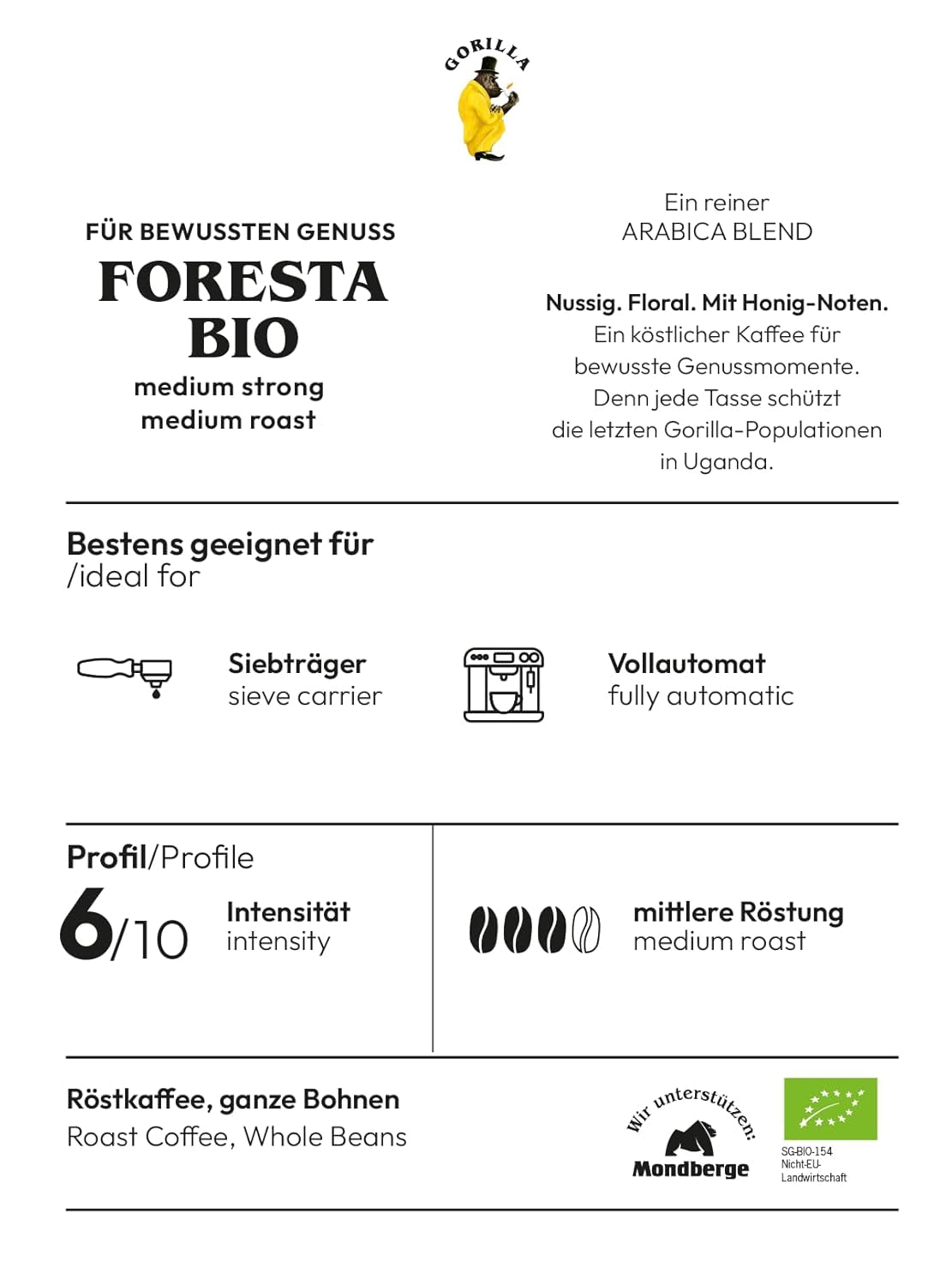 Joerges Foresta Kaffee 1X 1000G geröstete ganze Bohnen Kaffee Naty Shop