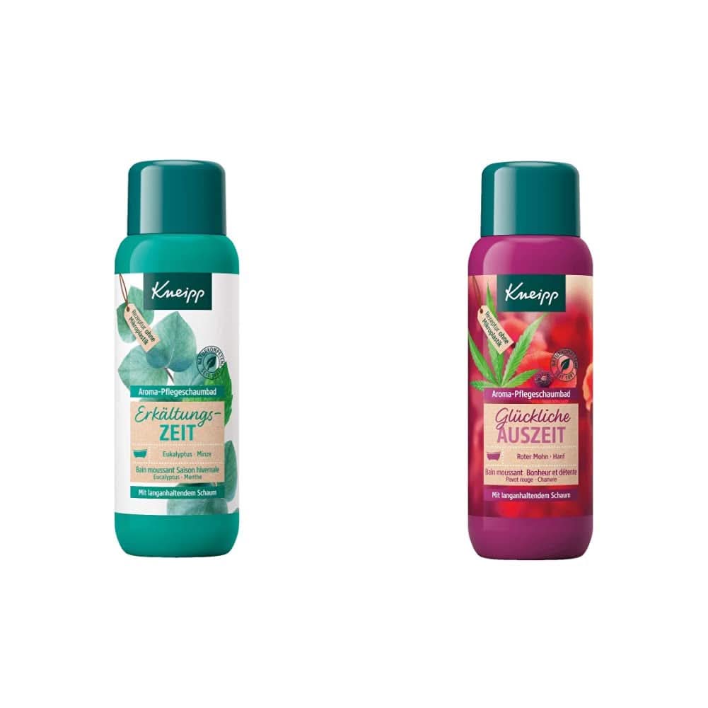 Kneipp Aroma Foam Bath Cold Season, aditiv de baie cu uleiuri esențiale naturale de eucalipt și mentă, 400 ml Duș și baie Naty Shop Pachet cu baie de spumă Happy Time Out