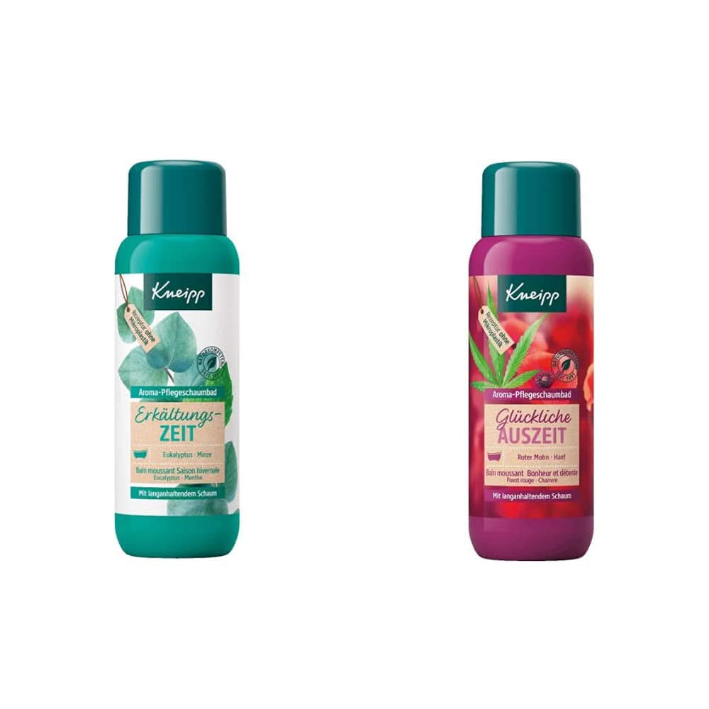 Kneipp Aromaschaumbad Kalte Jahreszeit, Badezusatz mit natürlichen ätherischen Ölen aus Eukalyptus und Minze, 400 ml Dusche und Bad Naty Shop Happy Time Out Schaumbadepackung