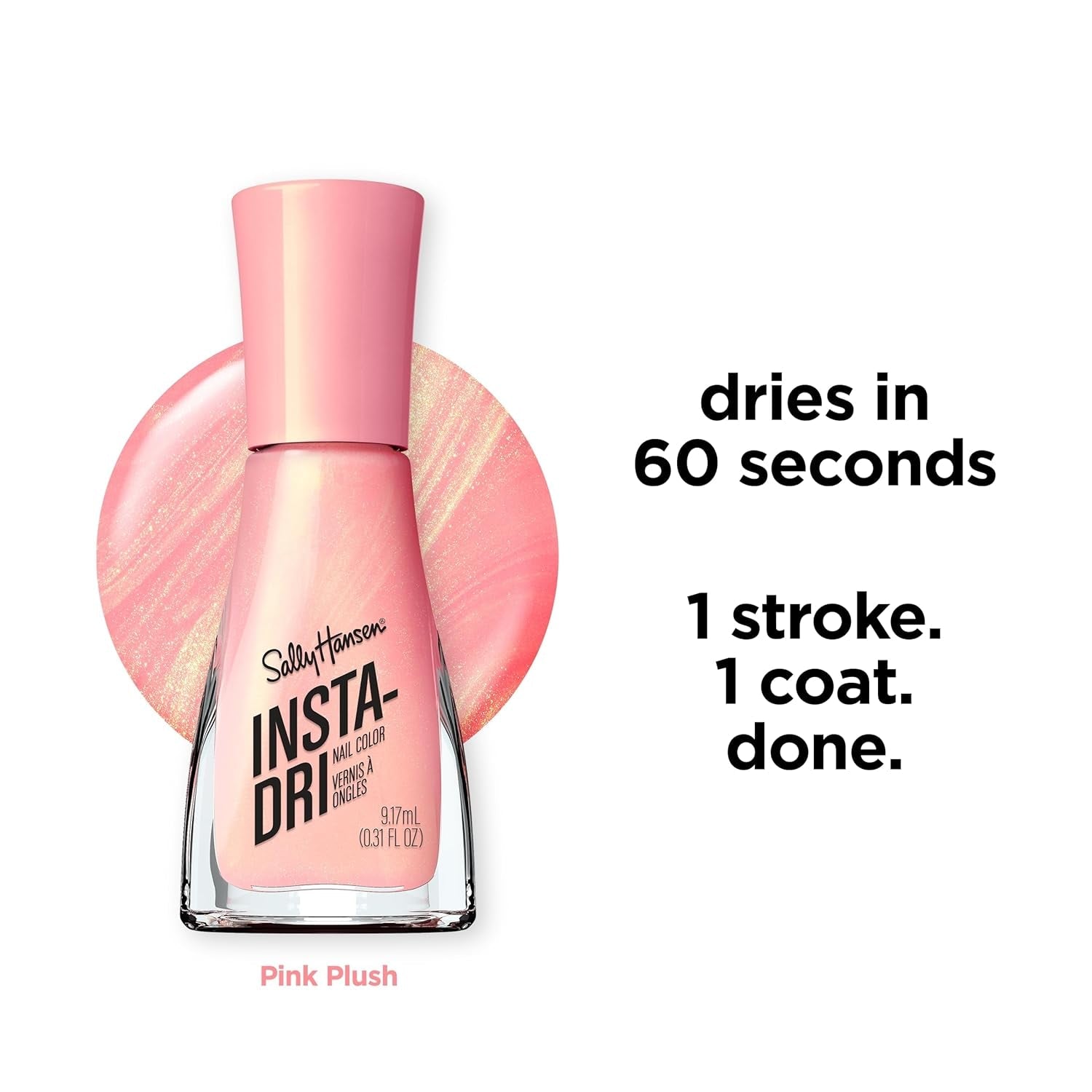 Oja Insta Dri Pink Plush, uscare rapidă, formulă vegană, culoare de lungă durată, 9,17 ml