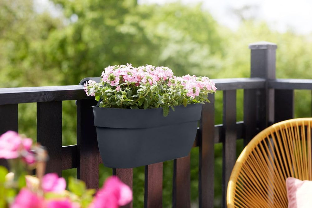 elho Vibia Campana Easy Hanger L 46 - Ghiveci pentru balcon și exterior - Ø 46,0 x Î 26,5 cm - Negru/Antracit