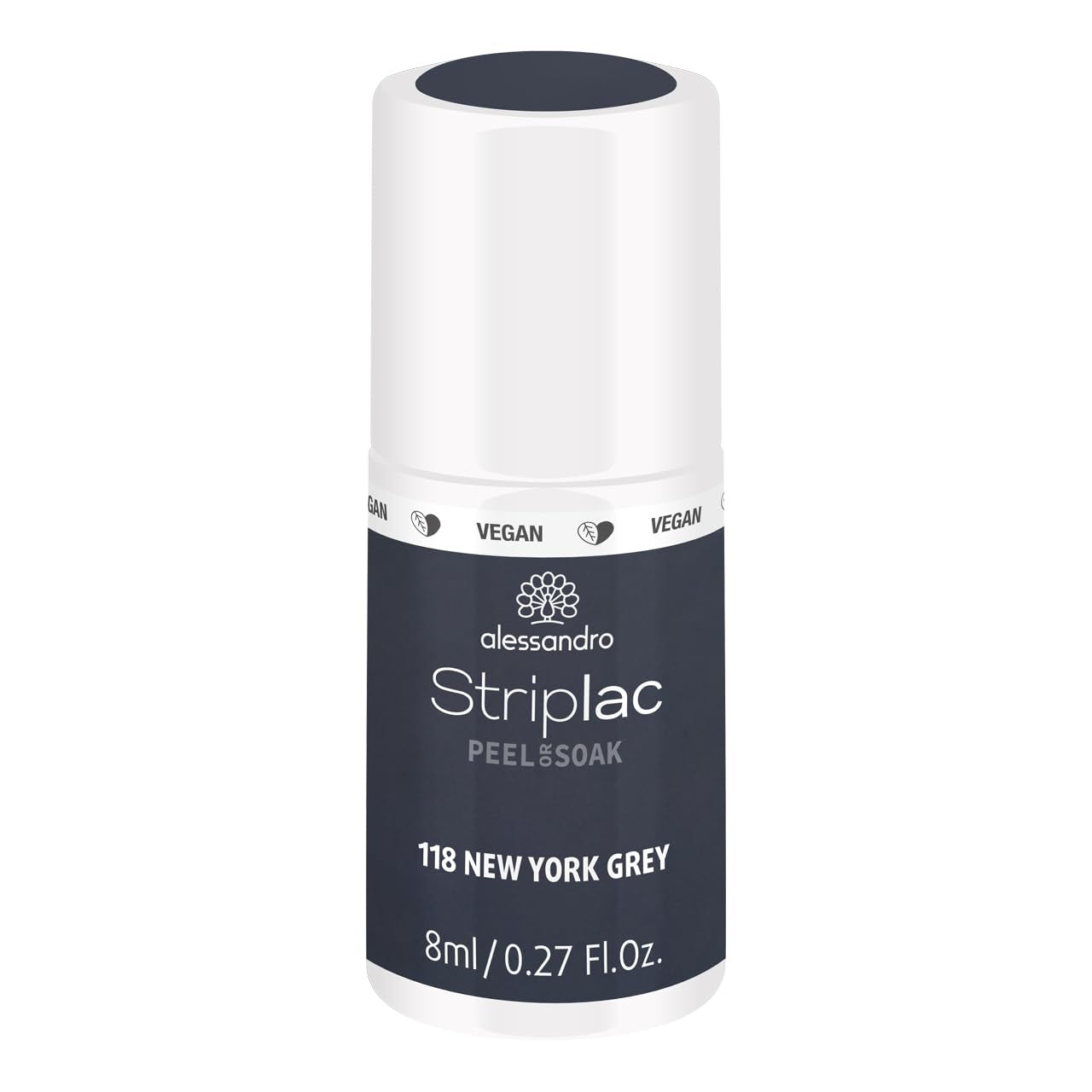 Oja UV alessandro Striplac Midnight Black – Delicată și de lungă durată – Îndepărtare ușoară datorită tehnologiei de îndepărtare peel-off – Vegană și cruelty-free – 8 ml