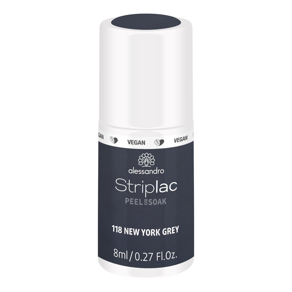 Oja UV alessandro Striplac Midnight Black – Delicată și de lungă durată – Îndepărtare ușoară datorită tehnologiei de îndepărtare peel-off – Vegană și cruelty-free – 8 ml