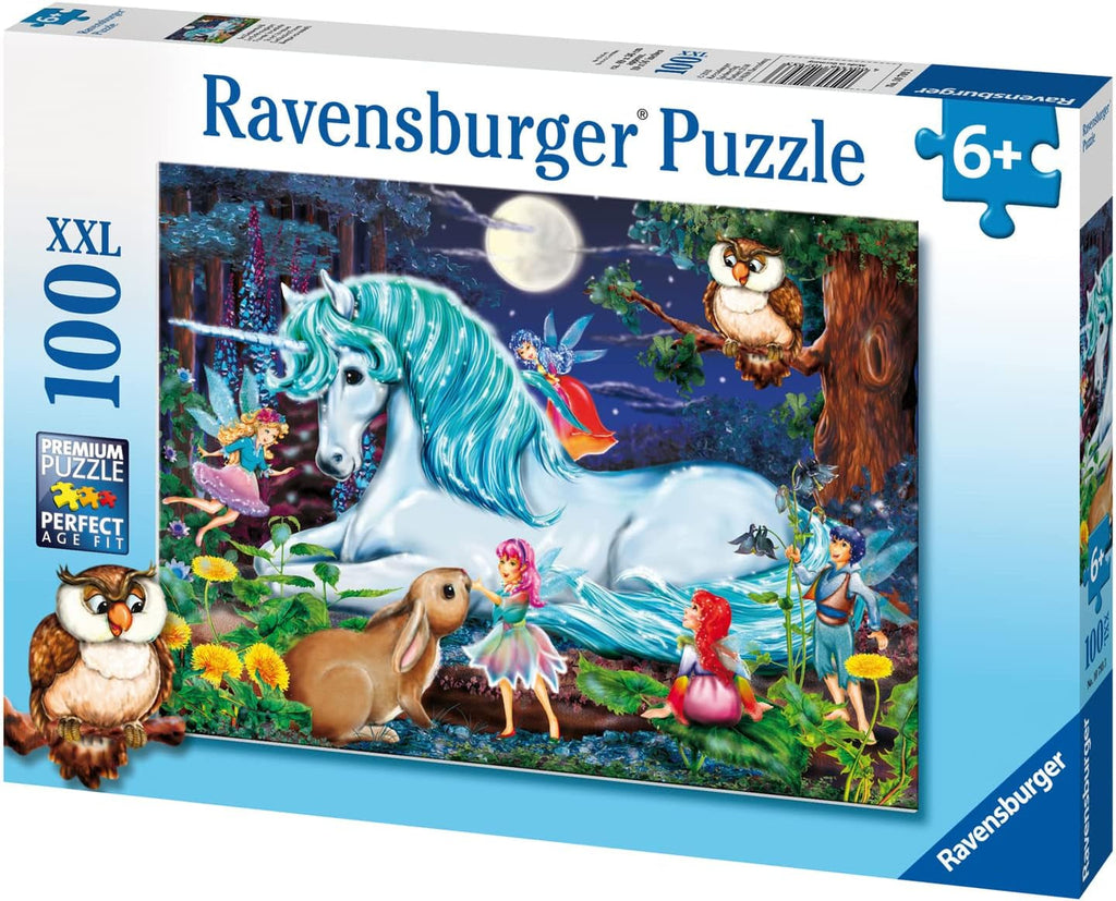 Ravensburger puzzle pentru copii - 10793 În pădurea fermecată - Unicorn puzzle pentru copii de 6 ani și peste, cu 100 de piese în format XXL Puzzle Naty Shop