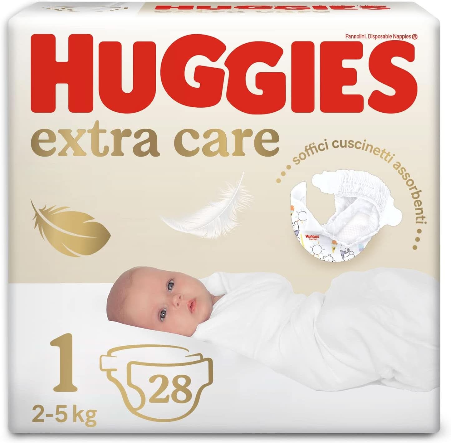 Huggies Extra Care Babywindeln, Größe 1 (2–5 kg), 28er-Packung Mutter und Kind Naty Shop