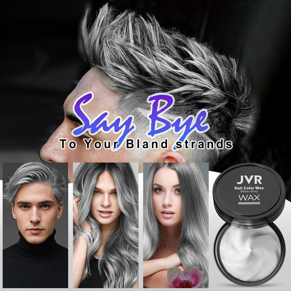 JVR Ceară de păr temporară 80g, ceară de păr lavabilă pentru copii femei bărbați, coafură naturală mată pentru petreceri, cosplay, Halloween, Crăciun, mascaradă, DIY (gri, 80g) Vopsea pentru par Naty Shop