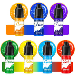 Colorant alimentar liposolubil pentru ciocolată - culorile curcubeului, coloranți alimentari pe bază de ulei pentru fondant, decorarea torturilor, copt - colorant alimentar lichid pentru unt de cacao, cremă de unt - 12 g fiecare