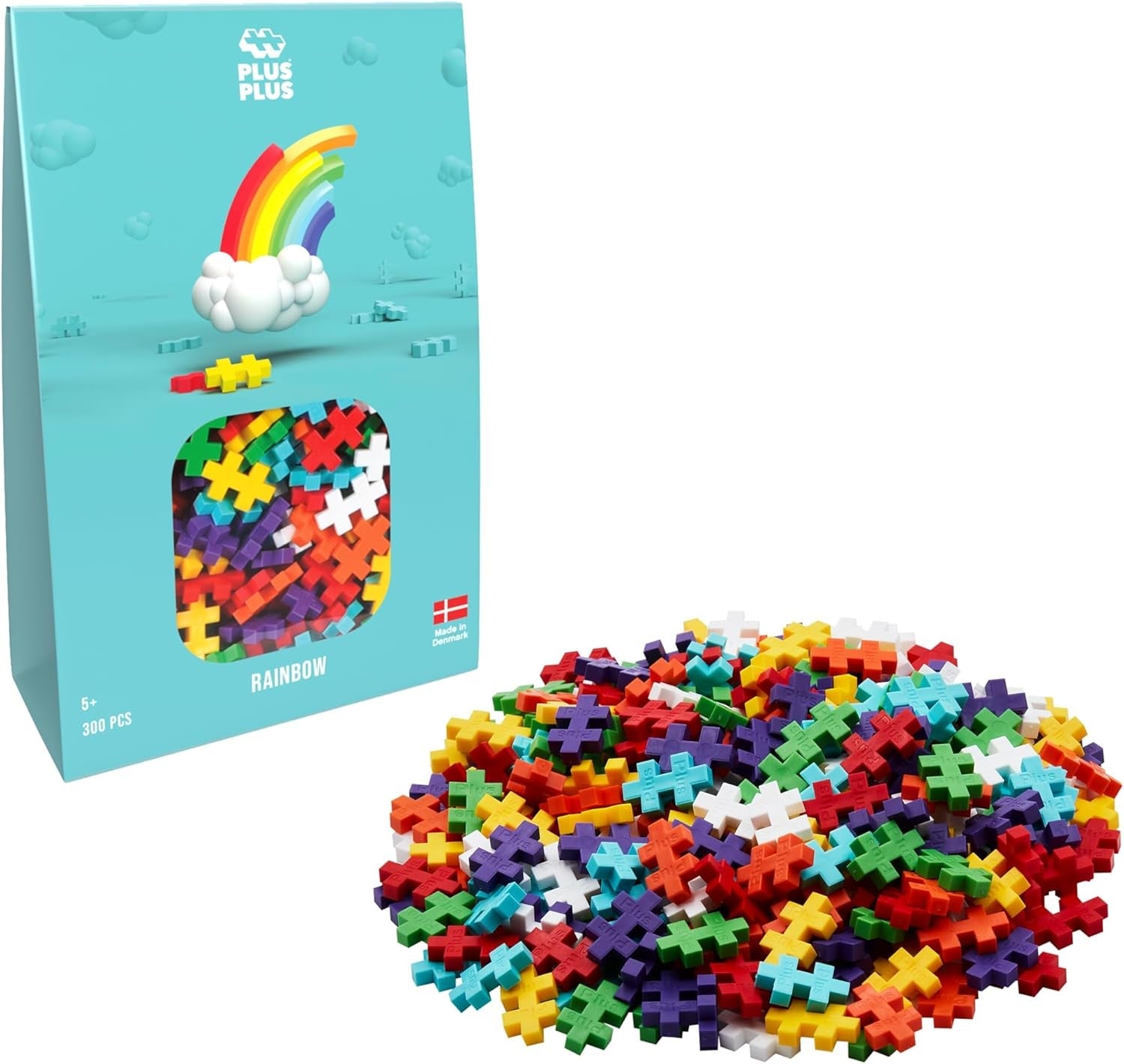 Plus-Plus 9604262 Geniales Konstruktionsspielzeug, Regenbogen, Kreativ-Bausteine Tube, 240 Teile