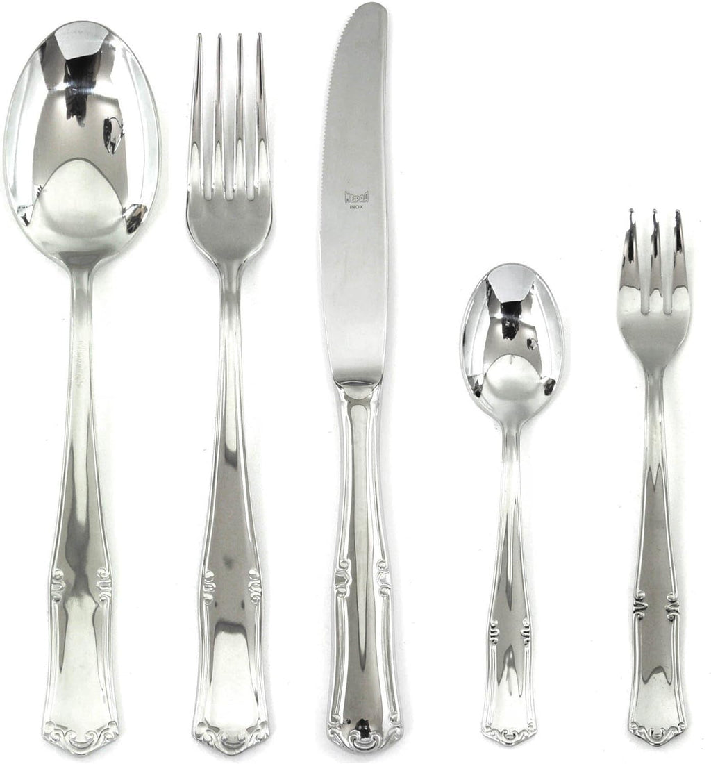 Set de tacâmuri Bavaria Moka, oțel inoxidabil, de culoare argintie, se poate spăla în mașina de spălat vase Bucatarie Naty Shop Set de tort din 30 de piese