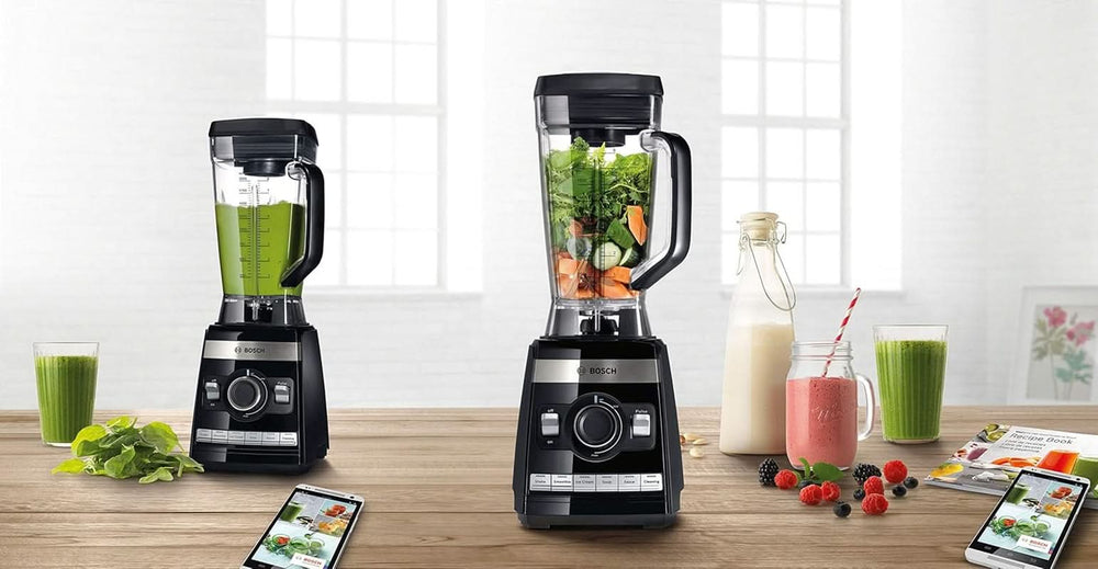 Bosch Standmixer Vitaboost MMBH6P6B, 6-Klingen-Edelstahlmesser, 2.5L Tritan-Mixbehälter, Stopfer, 6 Automatikprogramme, Rezeptbuch, Bpa-Frei, Einfache Reinigung, 45.000 U/Min, 1600 W, Schwarz Mutter und Kind Naty Shop