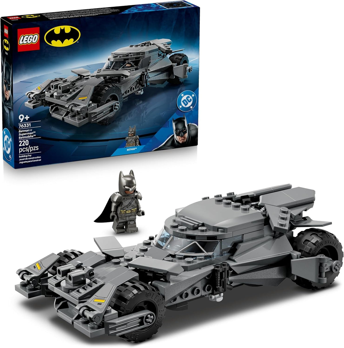 LEGO DC Batman Batman vs. Superman: Batmobil - Superhelden Spielzeugauto - Kreatives Spielzeug mit Minifigur für Kinder ab 9 Jahren - DIY Bauset zum Spielen - Geschenk für Jungen und Mädchen - 76331