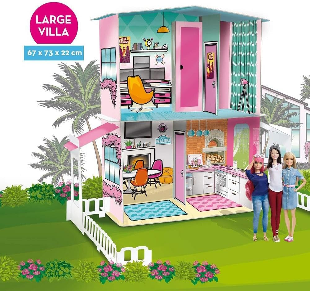 Lisciani - BARBIE Dollhouse - Barbie Dream Villa On Two Floors - 3D House To Build, Decorate And Design - Creative Craft And Construction Toy For Children 4 Years And Up Casute de papusi Naty Shop