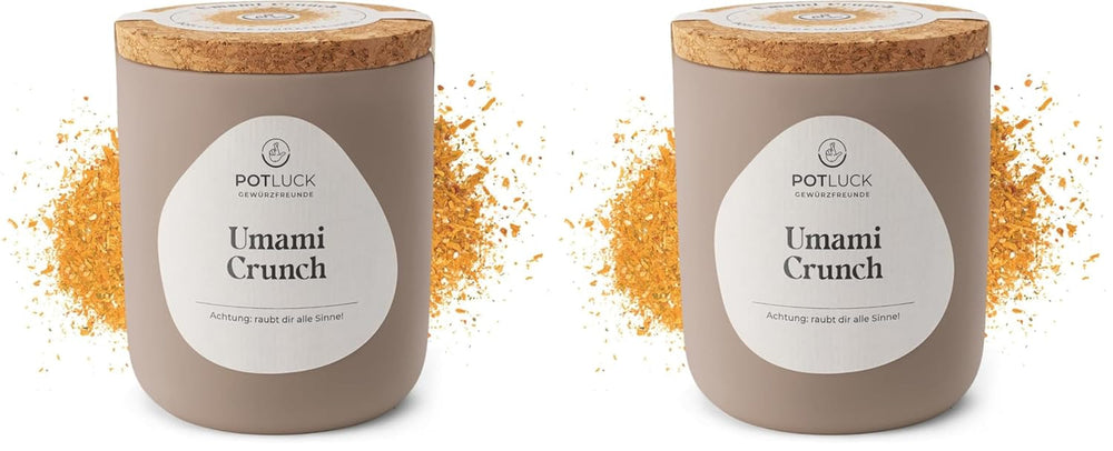Potluck | Umami Crunch | Würzmischung im Keramiktopf | 75 g | Vegan, glutenfrei und mit natürlichen Inhaltsstoffen