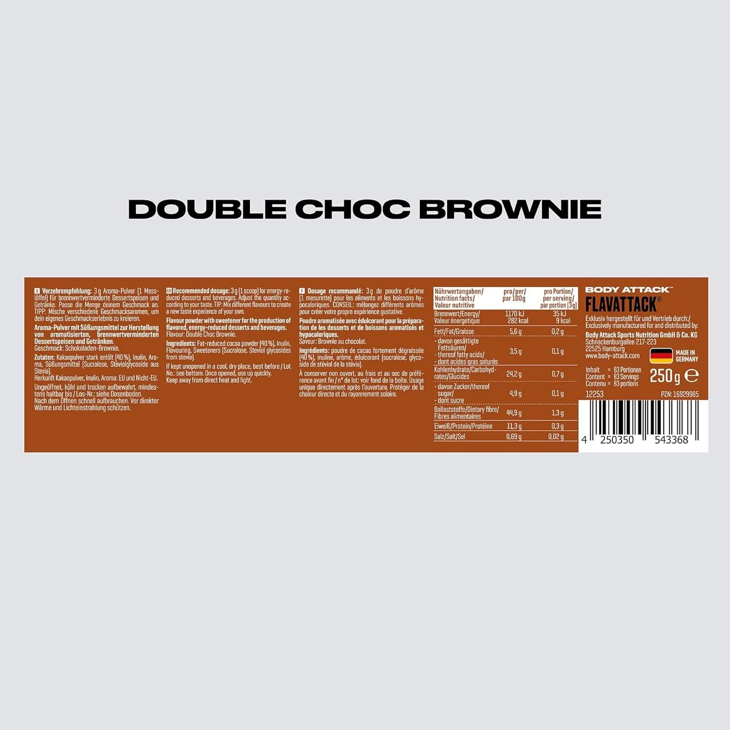 Body Attack Flavattack®, Double Choc Brownie, 250G / 83 porții Arome Naty Shop