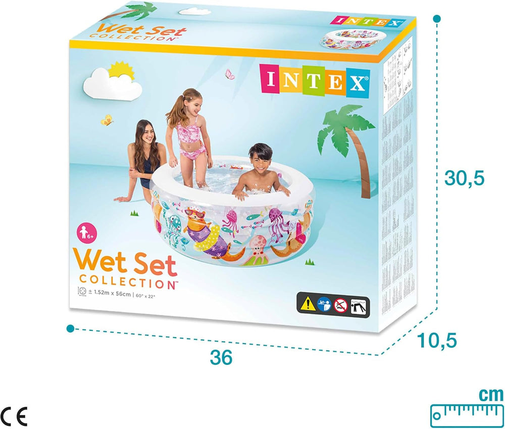 Piscină acvariu Intex, multicoloră, 152x152x56 cm, 58480NP