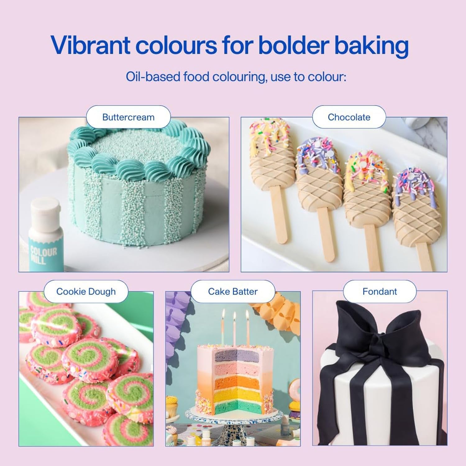 Colorant alimentar pe bază de ulei Colour Mill Blend Violet - Colorant alimentar pentru ciocolată, fondant, brioșe, prăjituri, copt, macaroane - Colorant alimentar pentru decorarea torturilor - 100 ml