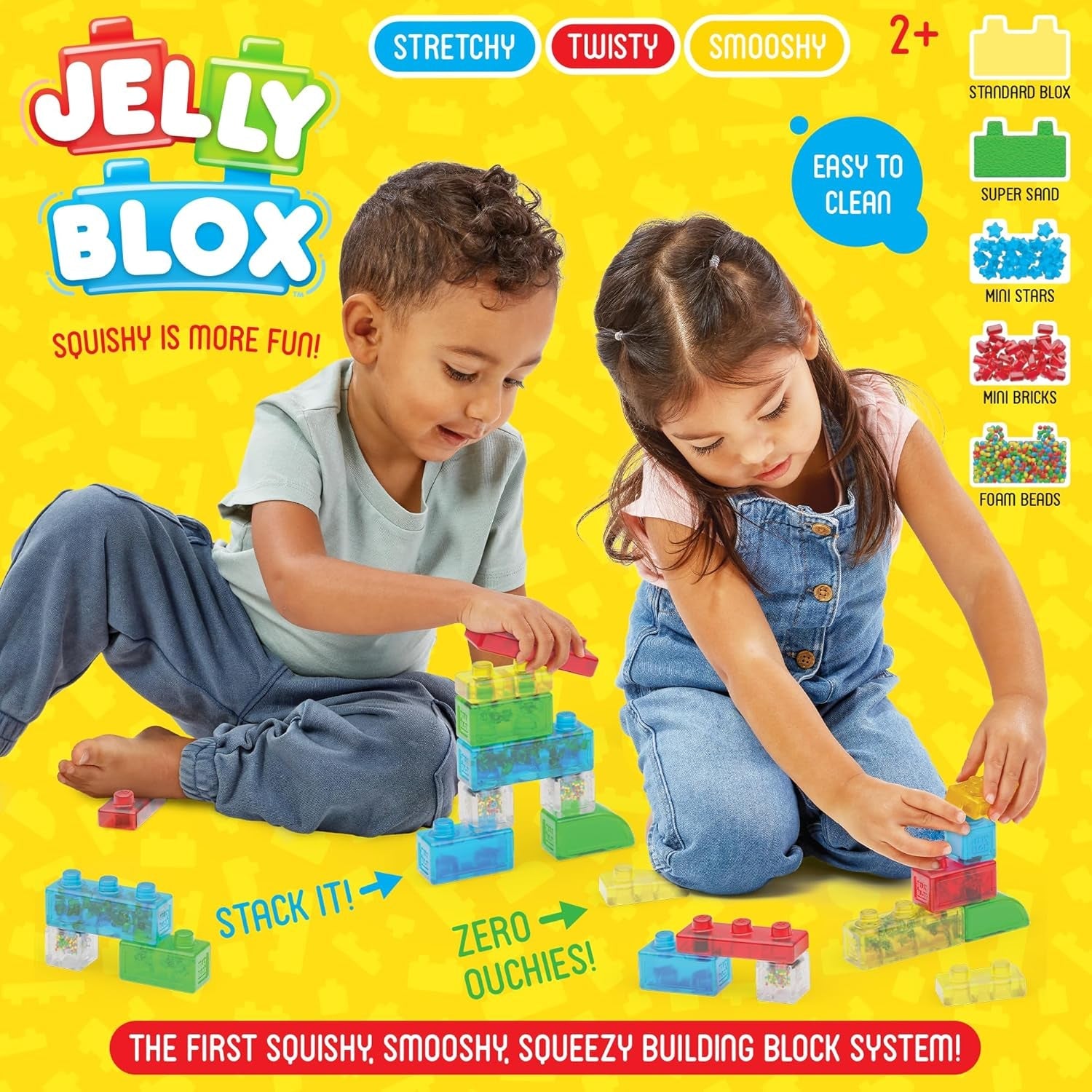Jelly BLOX - Vehicle Kit, Bauspielzeug ab 2 Jahren, mit 35 Sensorische Bausteine, Konstruktion Spielzeug für Kinder, Sensory Play mit Spielsteinen