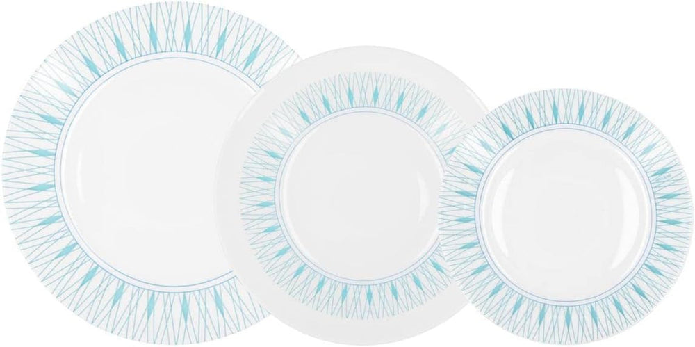 Luminarc Domitille Tafelservice, 18-Teilig, Opal, Keramik, Weiß Naty Shop Offene Tafelservice-Sets, Blau