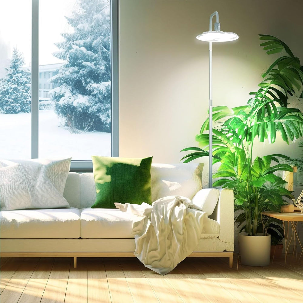 Lampă LED SANSI pentru plante cu spectru complet, 125W, cu lumină reglabilă, cu telecomandă pentru creșterea plantelor, înălțime reglabilă 120-180cm, temporizator 4/8/12 ore, 4 niveluri de luminozitate