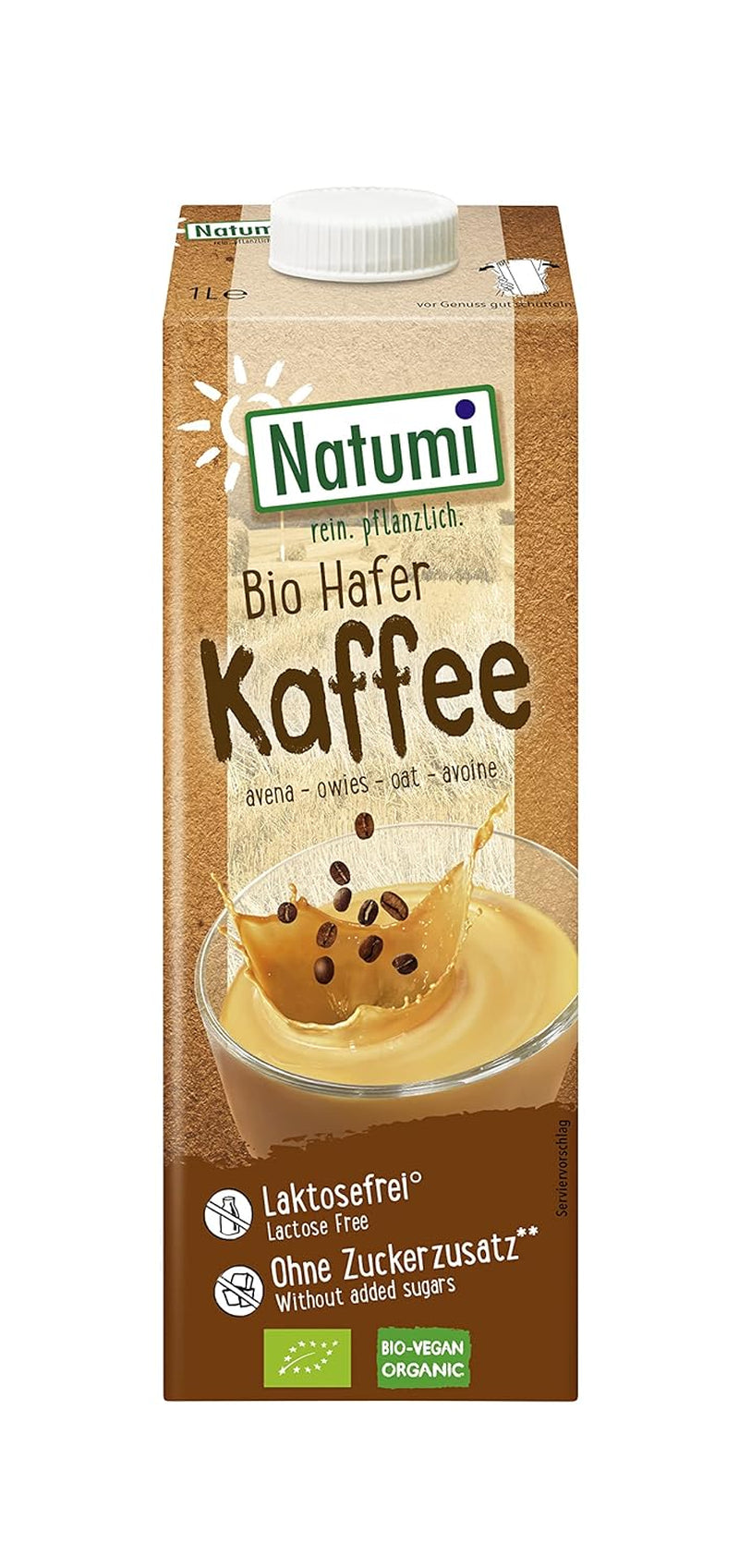 Natumi Bio Hafer Barista, 8 x 1L – Laktosefrei, Aufschäumbar, Barista-Style, Bio, Hergestellt mit deutschem Hafer, Vegan, Milchfreie milchfreie Alternative