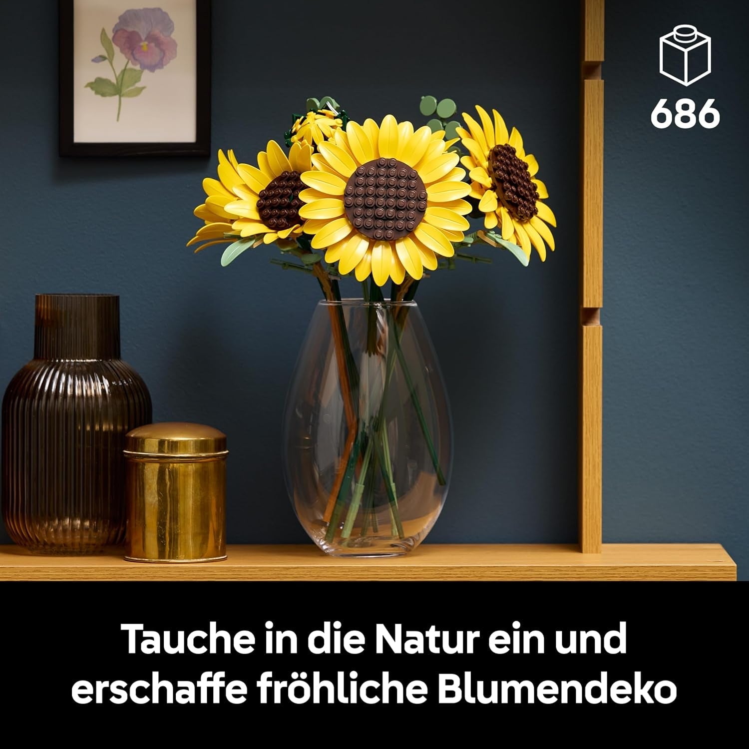 LEGO Botanicals Sonnenblumenstrauß - Kunstblumen Set für Erwachsene - Künstliche Sonnenblumen & Eukalyptuszweige für Deko im Wohn- oder Schlafzimmer - DIY Geschenkidee für Frauen - 11502