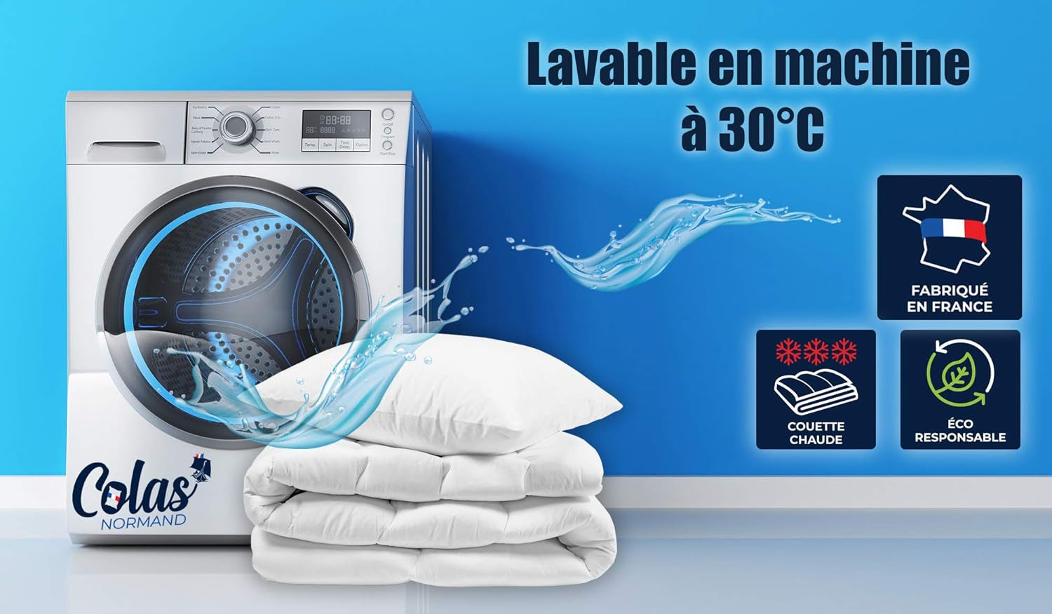 COLAS NORMAND – Umweltfreundliche Steppdecke – warm – 240 x 220 cm – Umschlag und Füllung aus recycelten Flaschen – weich, seidig und bequem – sorgfältige Herstellung. Steppdecken und Steppdecken Naty Shop