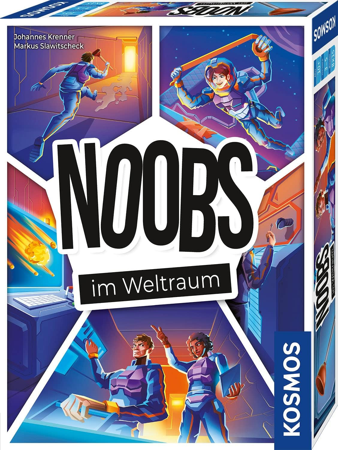 Kosmos 683771 Noobs – Im Weltraum, gemeinsam Weltraummissionen meistern, lustiges kommunikatives Kartenspiel, 3–5 Spieler, ab 10 Jahren, Gesellschaftsspiel, Reisespiel, Souvenir, kleines Geschenk